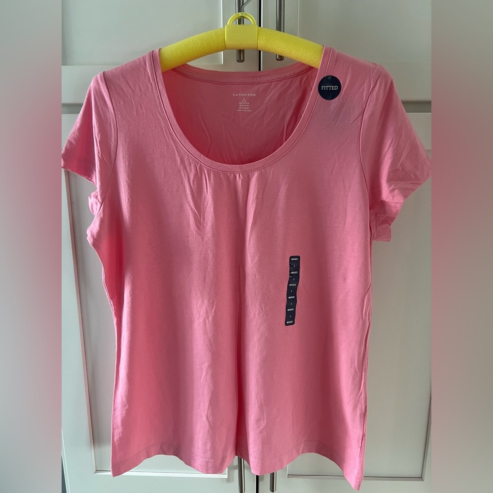 NWT Lands End Pink Scoop Next T shirt L